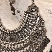 Vintage Necklace, Ottoman Empire Coin, Coin Jewlery, Statement Necklace, Vintage Jewelry, Silver Tone Necklace, Nickel Jewelry, Collar, Bib