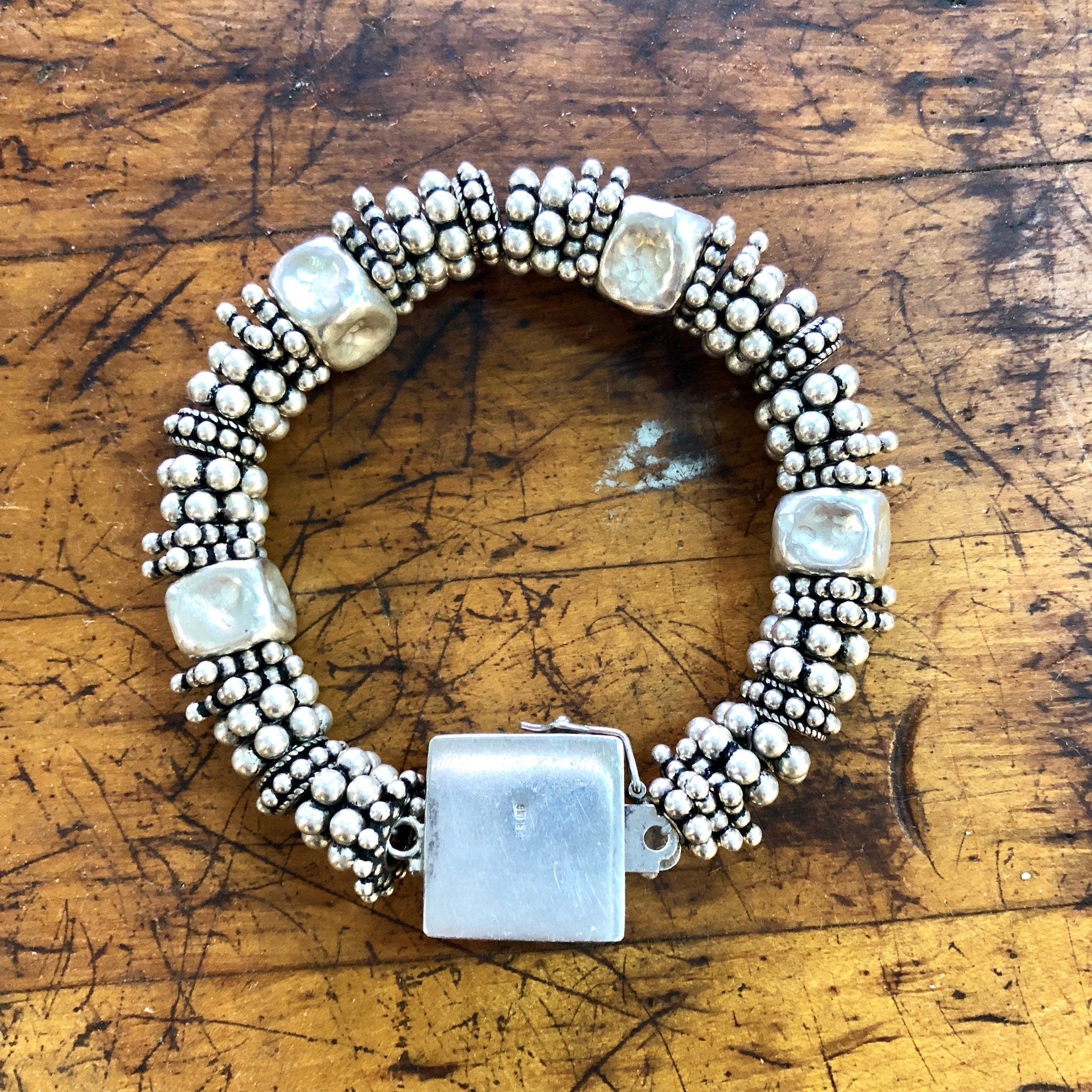Vintage Silver Bracelet, Turquoise Bracelet, Beaded Bracelet, Statement Jewelry, Sterling Silver, Vintage Jewelry, Blue Turquoise, Green