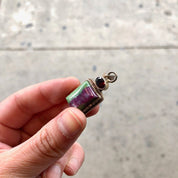 Vintage Silver Pendant, Sterling Silver, Vintage Jewelry, Green, Purple, Natural Stone, Red Gemstone, Garnet Jewelry, Vintage Necklace