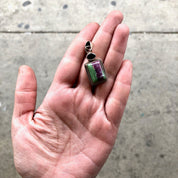 Vintage Silver Pendant, Sterling Silver, Vintage Jewelry, Green, Purple, Natural Stone, Red Gemstone, Garnet Jewelry, Vintage Necklace