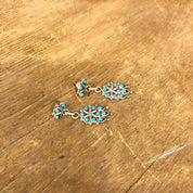 Vintage Silver Earrings, Sterling Silver, Turquoise Earrings, Turquoise Jewelry, Vintage Jewelry, Dangle Earrings, Beaded Earrings, Blue