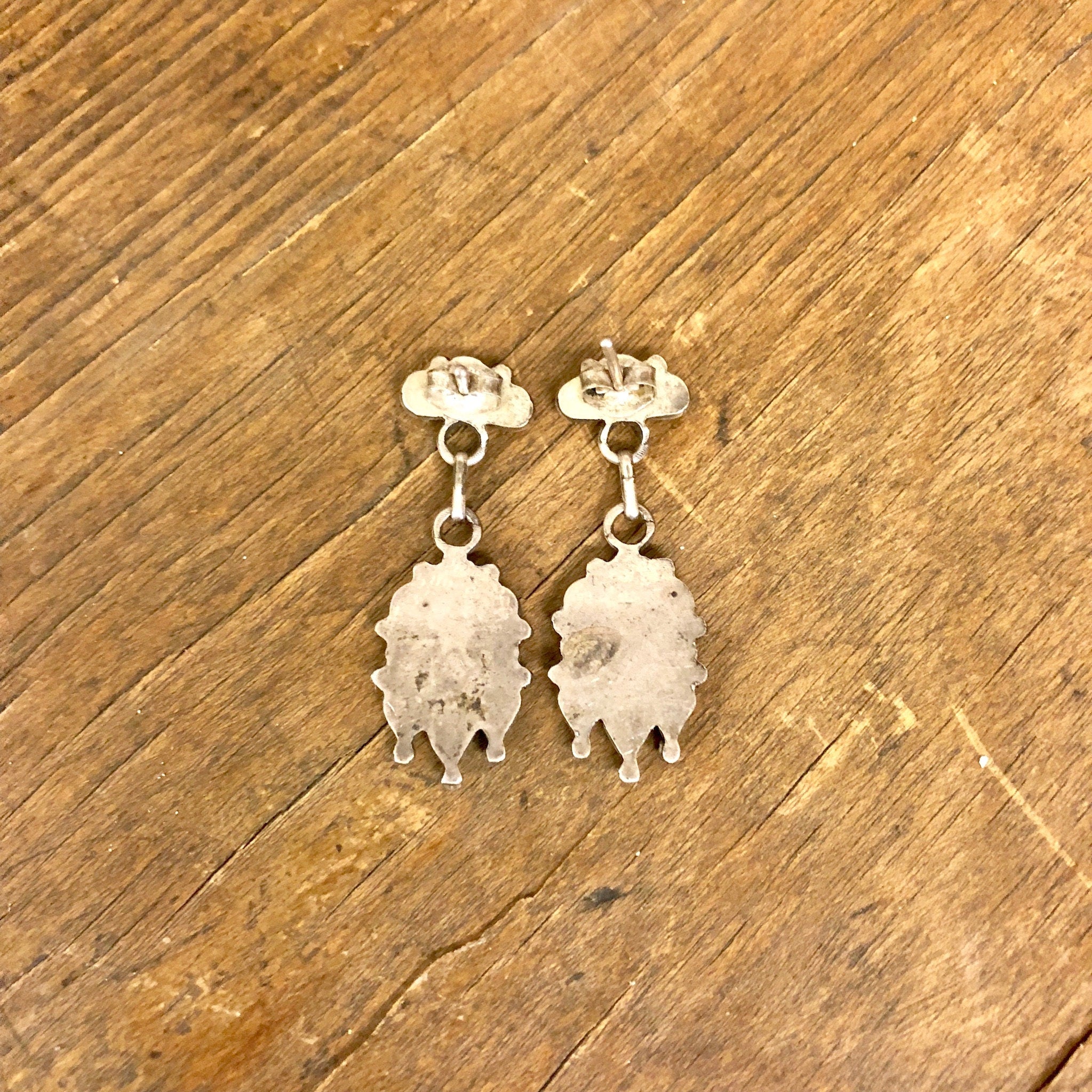 Vintage Silver Earrings, Sterling Silver, Turquoise Earrings, Turquoise Jewelry, Vintage Jewelry, Dangle Earrings, Beaded Earrings, Blue