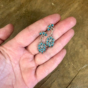 Vintage Silver Earrings, Sterling Silver, Turquoise Earrings, Turquoise Jewelry, Vintage Jewelry, Dangle Earrings, Beaded Earrings, Blue