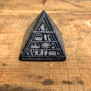 Black Carved Pyramid, Obsidian Pyramid, Lava Rock Pyramid, Carved Pyramid, Black Pyramid, Small Pyramid, Aztec, Egyptian, Vintage Home Decor