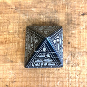Black Carved Pyramid, Obsidian Pyramid, Lava Rock Pyramid, Carved Pyramid, Black Pyramid, Small Pyramid, Aztec, Egyptian, Vintage Home Decor