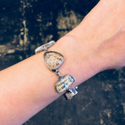 Echo of The Dreamer Bracelet, Sterling Silver, Toggle Bracelet, Vintage Jewelry, Pearl, Citrine, Natural Stones, Designer Jewelry, Rare