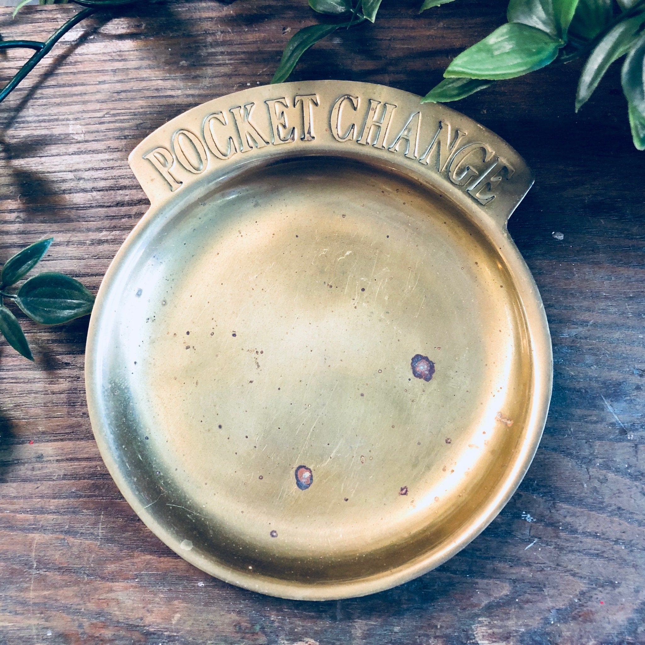 Brass Dish, Pocket Change Dish, Brass Decor, Vintage Home Decor, Catch All Dish, Jewelry Dish, Ring Dish, Solid Brass, Small Dish, Change