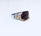 Vintage Silver Ring, Cocktail Ring, Topaz Ring, Cubic Zirconia, Sterling Silver, Vintage Jewelry, Anniversary Gift, Statement Jewelry, Gold
