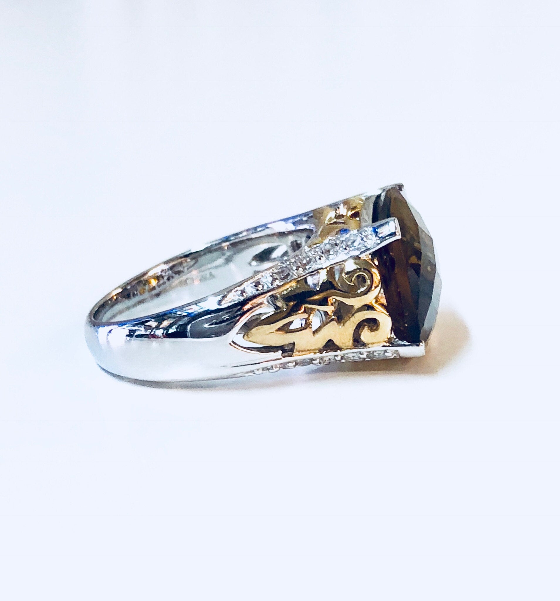 Vintage Silver Ring, Cocktail Ring, Topaz Ring, Cubic Zirconia, Sterling Silver, Vintage Jewelry, Anniversary Gift, Statement Jewelry, Gold