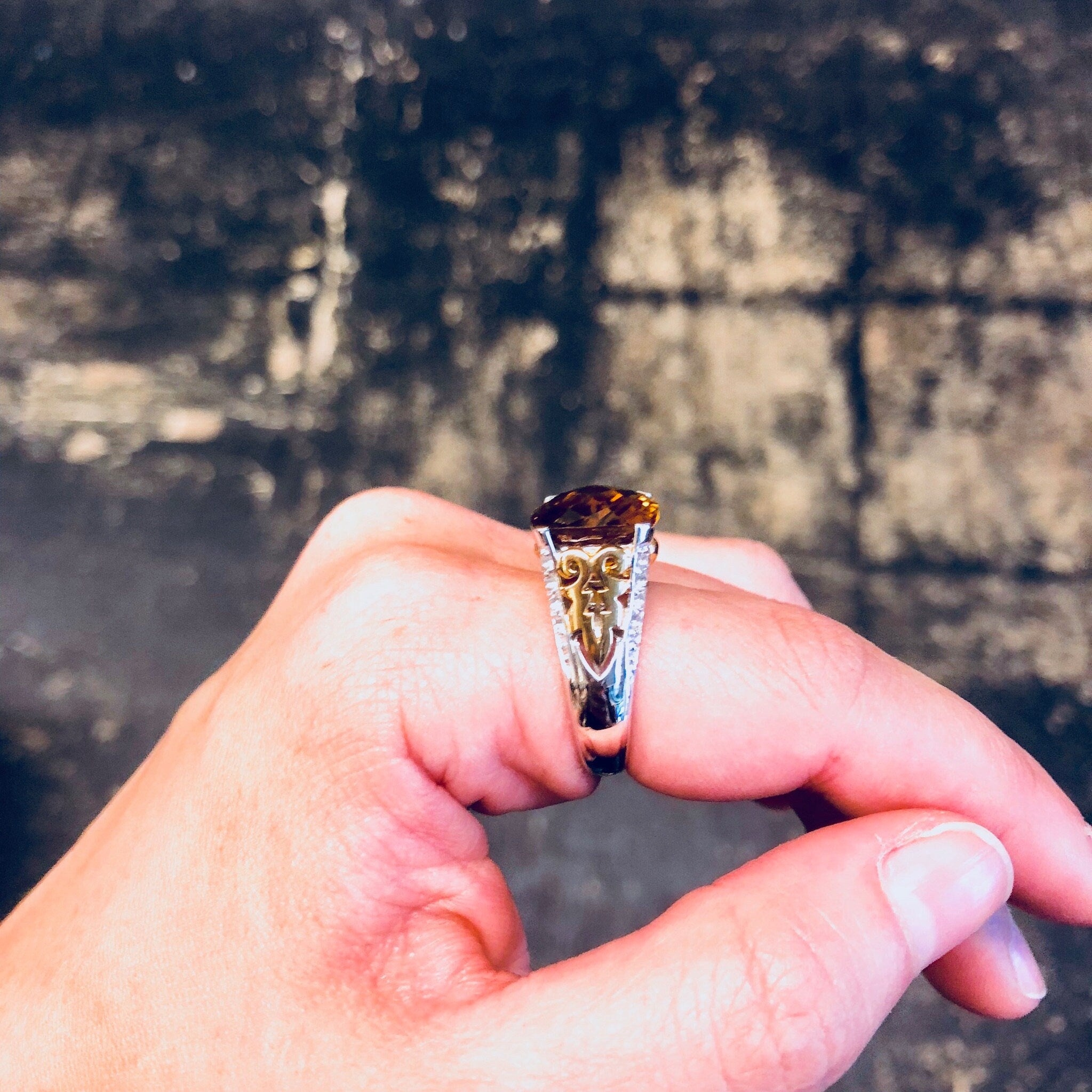 Vintage Silver Ring, Cocktail Ring, Topaz Ring, Cubic Zirconia, Sterling Silver, Vintage Jewelry, Anniversary Gift, Statement Jewelry, Gold
