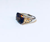 Vintage Silver Ring, Cocktail Ring, Topaz Ring, Cubic Zirconia, Sterling Silver, Vintage Jewelry, Anniversary Gift, Statement Jewelry, Gold