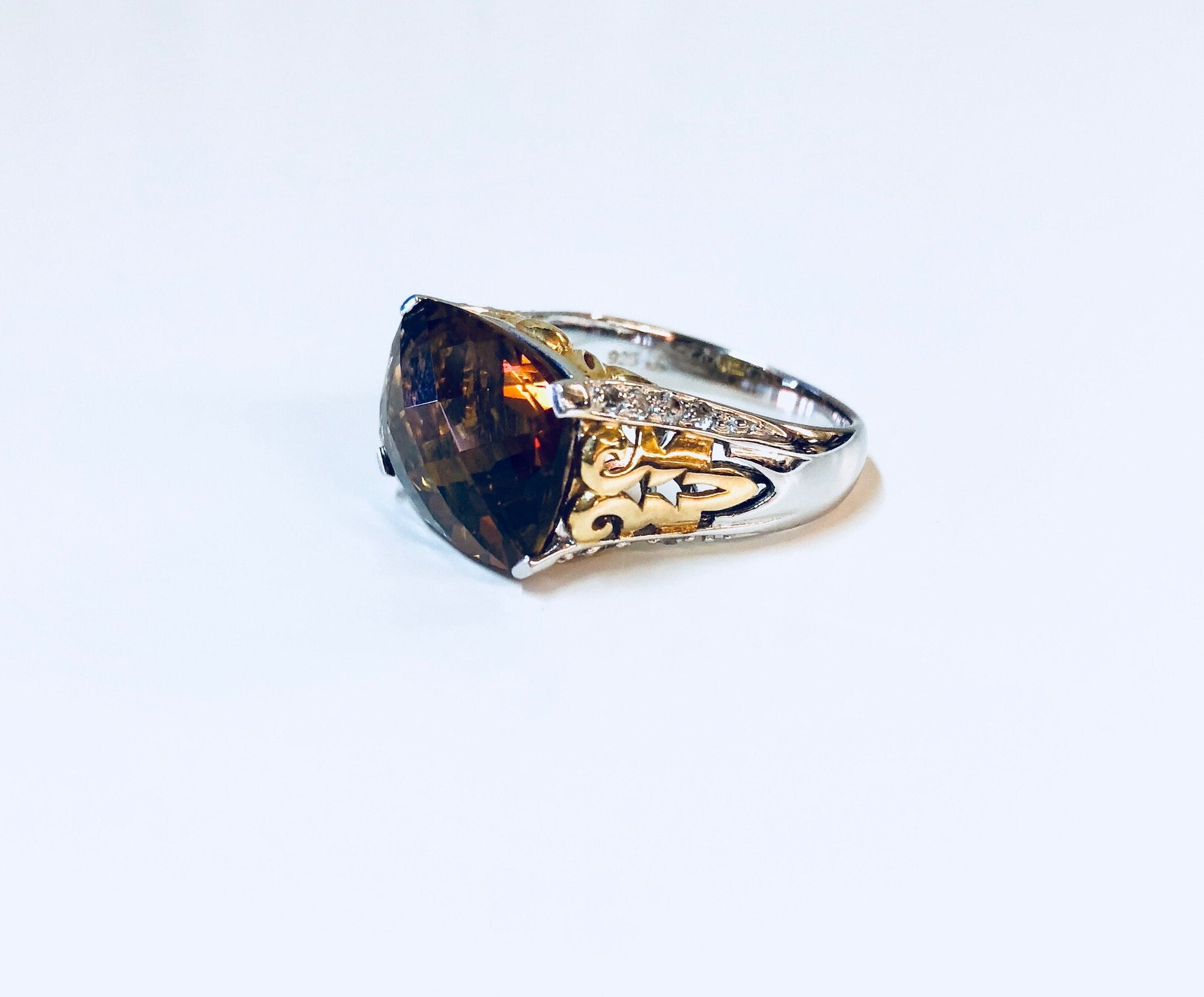 Vintage Silver Ring, Cocktail Ring, Topaz Ring, Cubic Zirconia, Sterling Silver, Vintage Jewelry, Anniversary Gift, Statement Jewelry, Gold