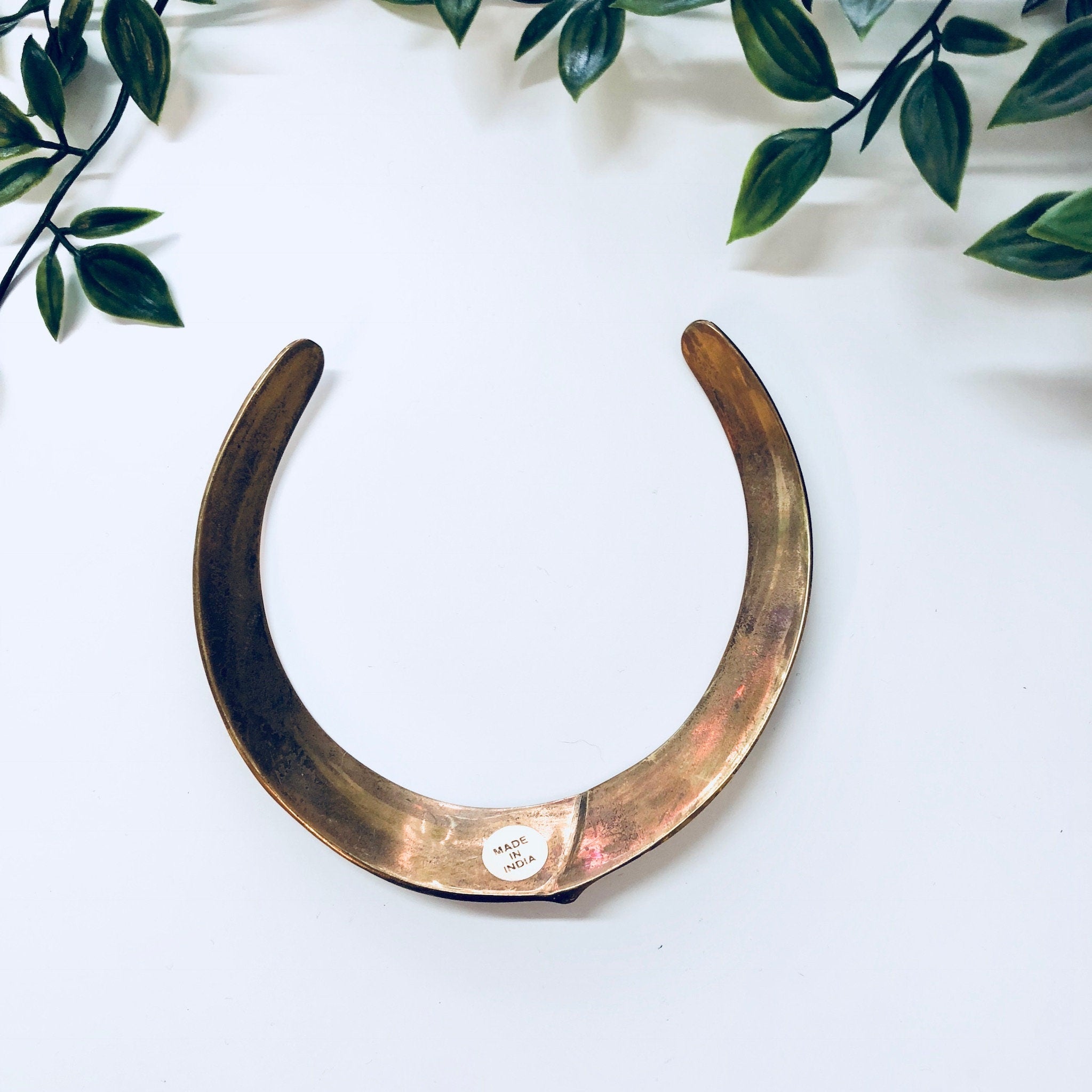 Vintage Choker, Brass Choker, Collar Necklace, Brass Jewelry, Vintage Jewelry, Textured Brass, Necklace, Gold Toned, Small Choker, collar