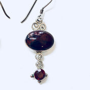 Vintage silver Earrings, Sanjen Earrings, Gemstone Earrings, Red Stones, Dangle Earrings, Drop Earrings, Pierced Ears, Vintage Jewelry, 925