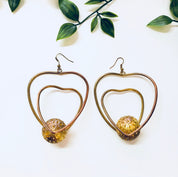 Vintage Earrings, Gold Toned Earrings, Heart Earrings, Heart Shaped, Hoop Earrings, Costume Jewelry, Vintage Jewelry, Statement Earrings