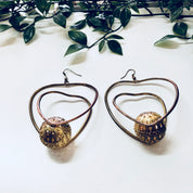 Vintage Earrings, Gold Toned Earrings, Heart Earrings, Heart Shaped, Hoop Earrings, Costume Jewelry, Vintage Jewelry, Statement Earrings