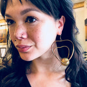Vintage Earrings, Gold Toned Earrings, Heart Earrings, Heart Shaped, Hoop Earrings, Costume Jewelry, Vintage Jewelry, Statement Earrings