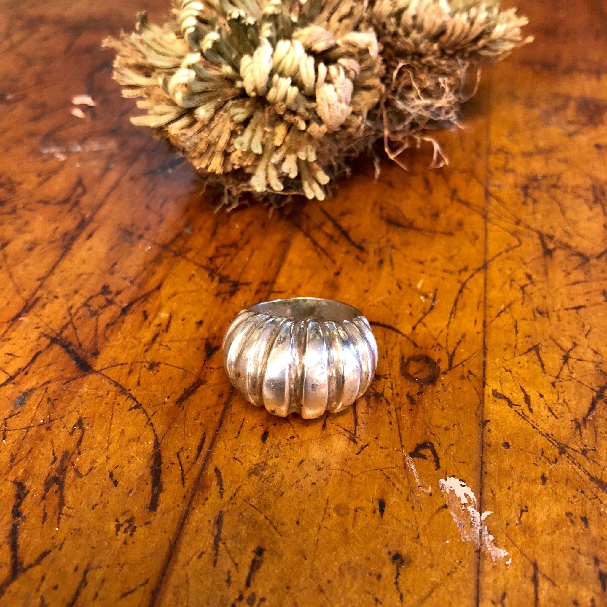 Vintage Silver Ring, Sterling Silver, Vintage Jewelry, Statement Ring, Ridged Ring, Large Ring, Statement Jewelry, Simple Ring