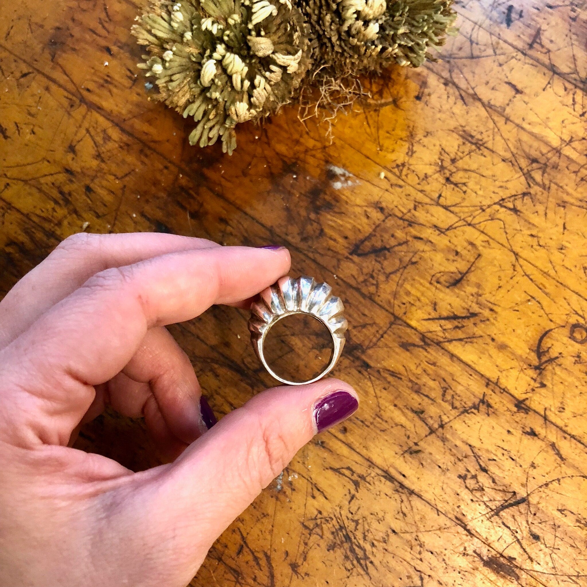 Vintage Silver Ring, Sterling Silver, Vintage Jewelry, Statement Ring, Ridged Ring, Large Ring, Statement Jewelry, Simple Ring