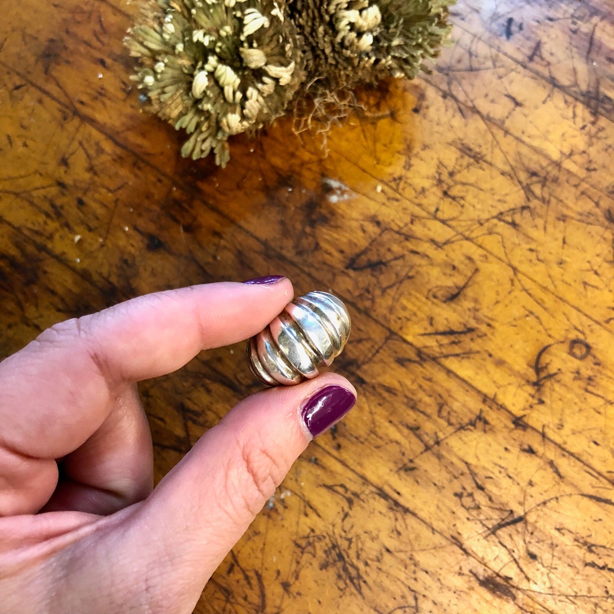 Vintage Silver Ring, Sterling Silver, Vintage Jewelry, Statement Ring, Ridged Ring, Large Ring, Statement Jewelry, Simple Ring