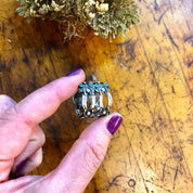 Vintage Silver Ring, Statement Ring, Sterling Silver, Vintage Jewelry, Green Jewelry, Green Stones, Cut Out Ring, Thick Ring, Green