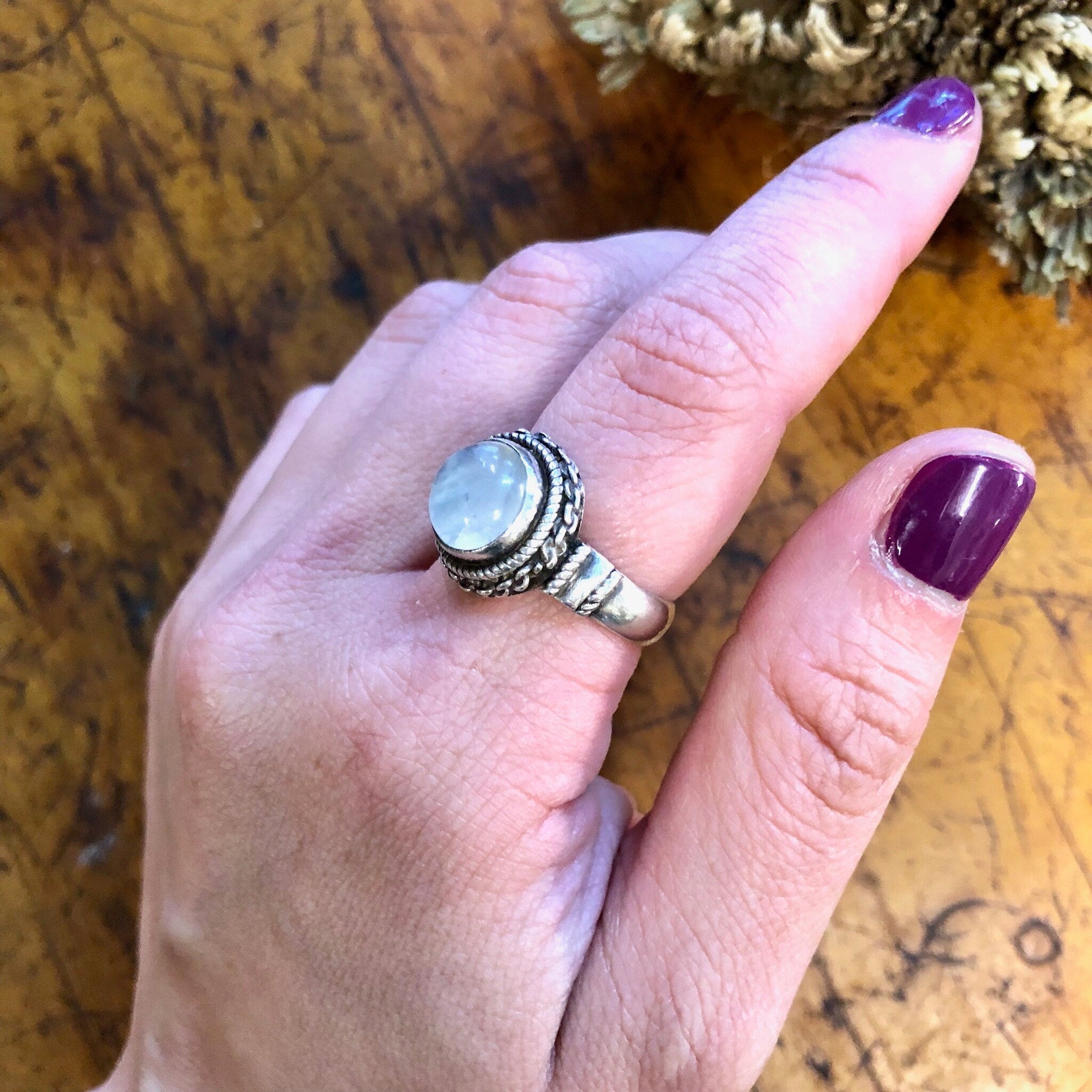 Vintage Silver Ring, Sterling Silver, Vintage Jewelry, Moonstone Ring, Moonstone Jewelry, White Stone, Iridescent Moonstone