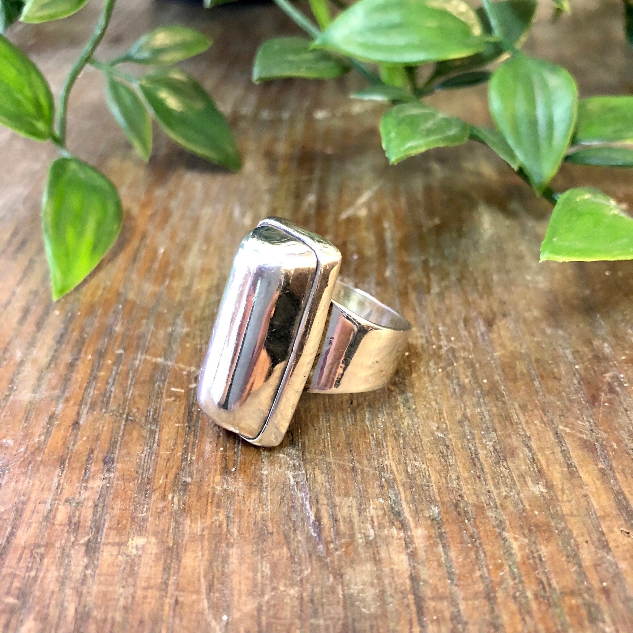 Vintage Silver Ring, Minimalist Ring, Sterling Silver, Vintage Jewelry, Large Ring, Statement Jewelry, Rectangle Ring, Thick Band