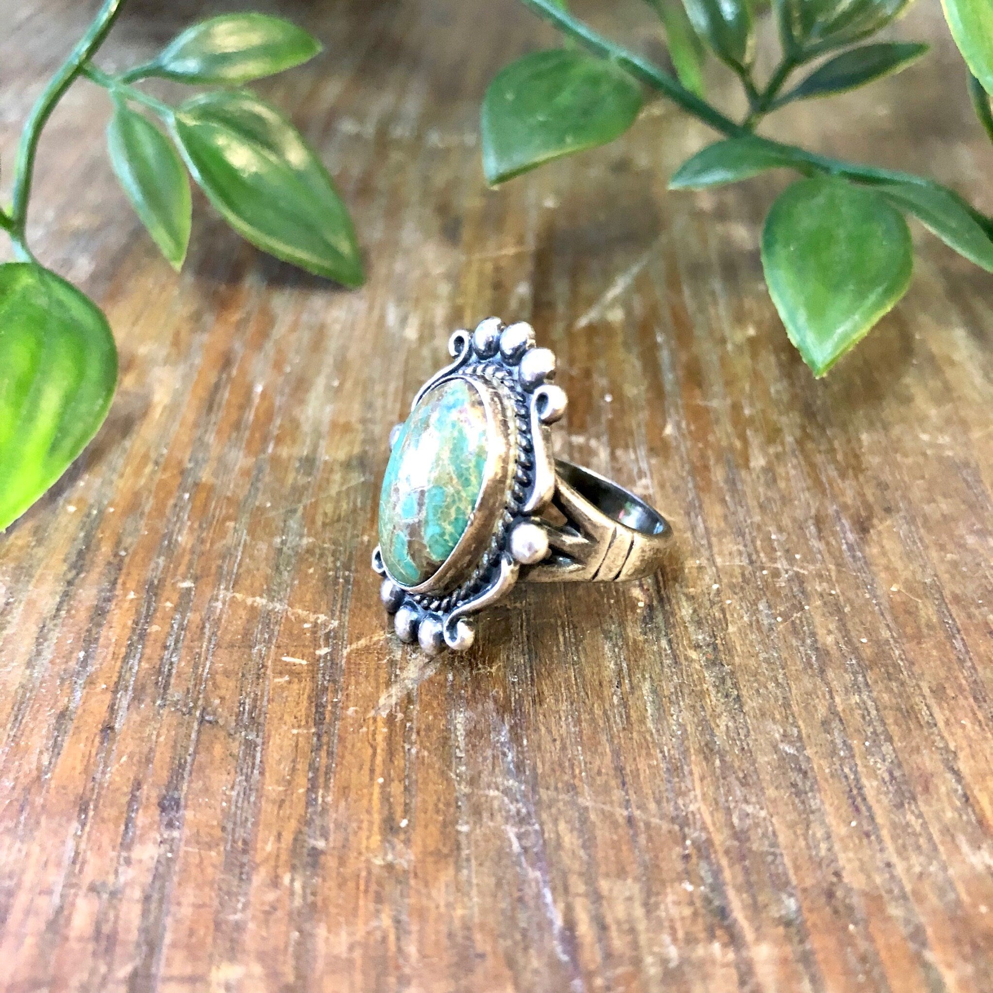 Vintage Silver Ring, Royston Turquoise, Blue Royston, Turquoise Ring, Sterling Silver, Vintage Jewelry, Bohemian Jewelry, Blue, Cabochon