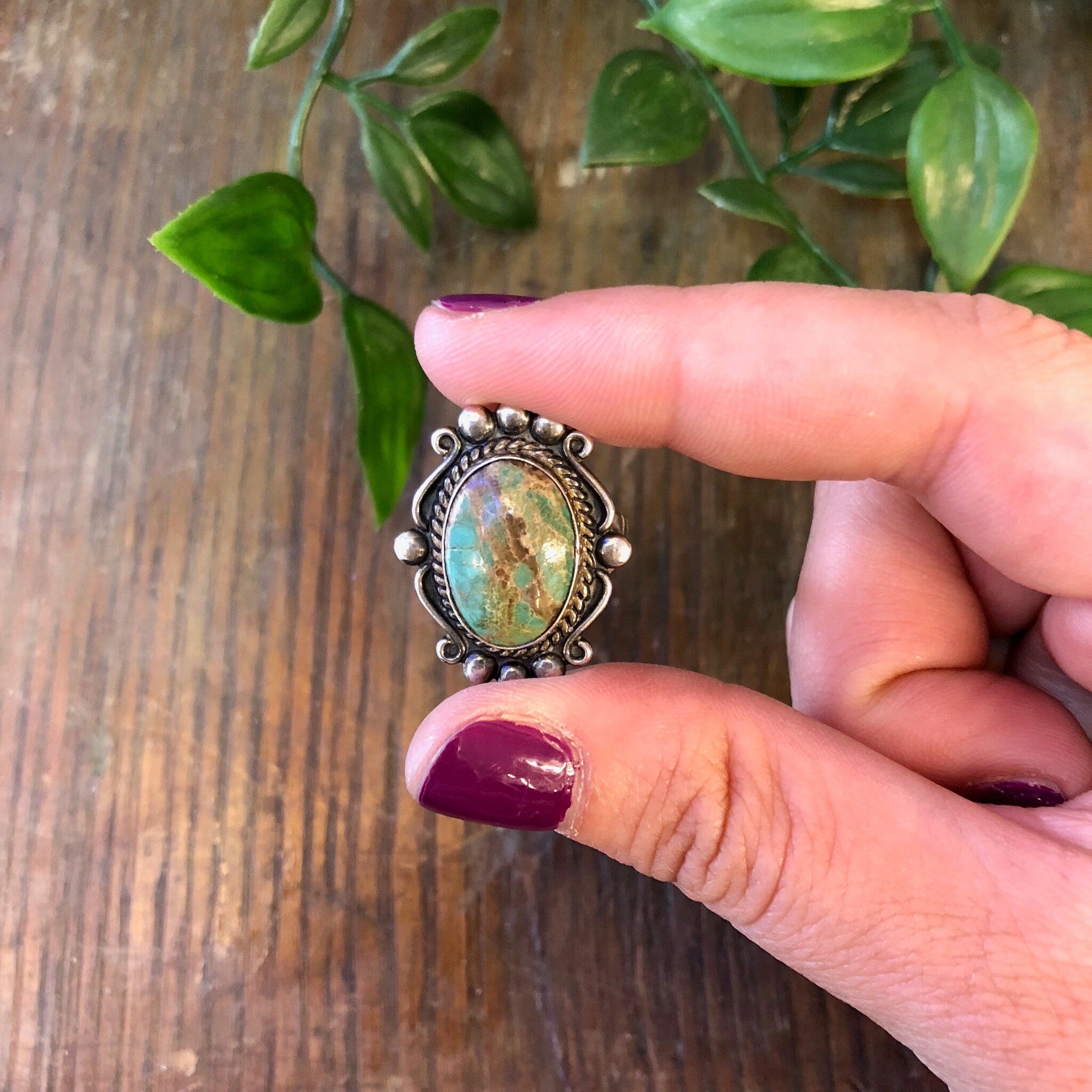 Vintage Silver Ring, Royston Turquoise, Blue Royston, Turquoise Ring, Sterling Silver, Vintage Jewelry, Bohemian Jewelry, Blue, Cabochon