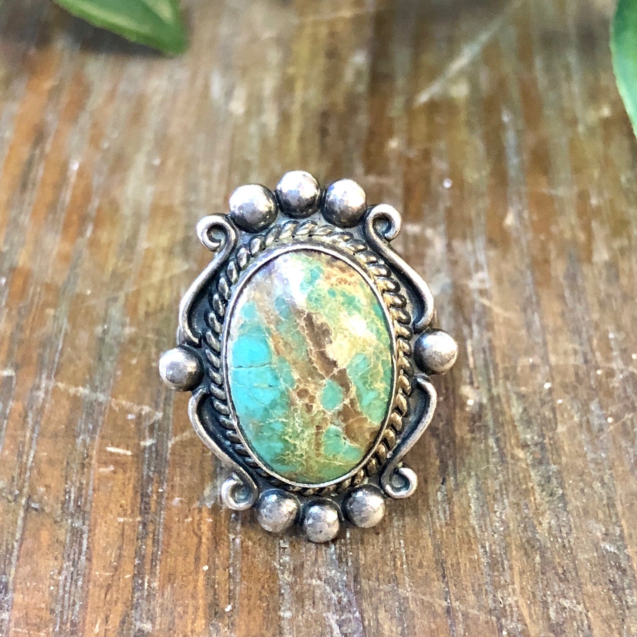 Vintage Silver Ring, Royston Turquoise, Blue Royston, Turquoise Ring, Sterling Silver, Vintage Jewelry, Bohemian Jewelry, Blue, Cabochon