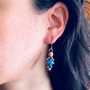 Vintage Silver Earrings, Sterling Silver, Vintage Jewelry, Blue, Pink, Pierced Ears, Dangle Earrings, Drop Earrings, Statement Jewelry