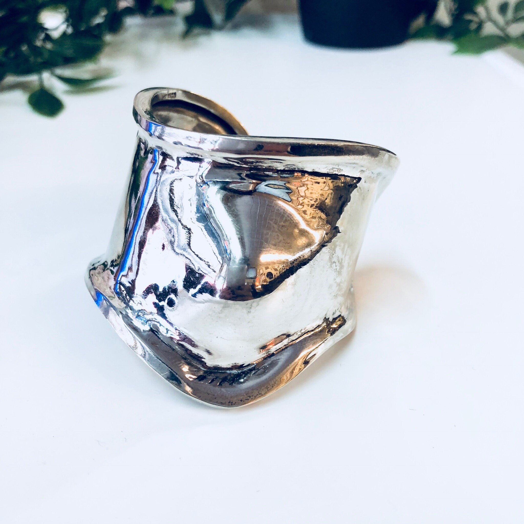 Vintage Silver Bracelet, Cuff Bracelet, Abstract Jewelry, Large Bracelet, Statement Jewelry, Vintage Jewelry, Sterling Silver, 925, Big