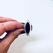 Vintage Silver Ring, Sterling Silver, Vintage Jewelry, Black Onyx, Silver and Black, Long Ring, Statement Jewelry, Anniversary Gift, 925