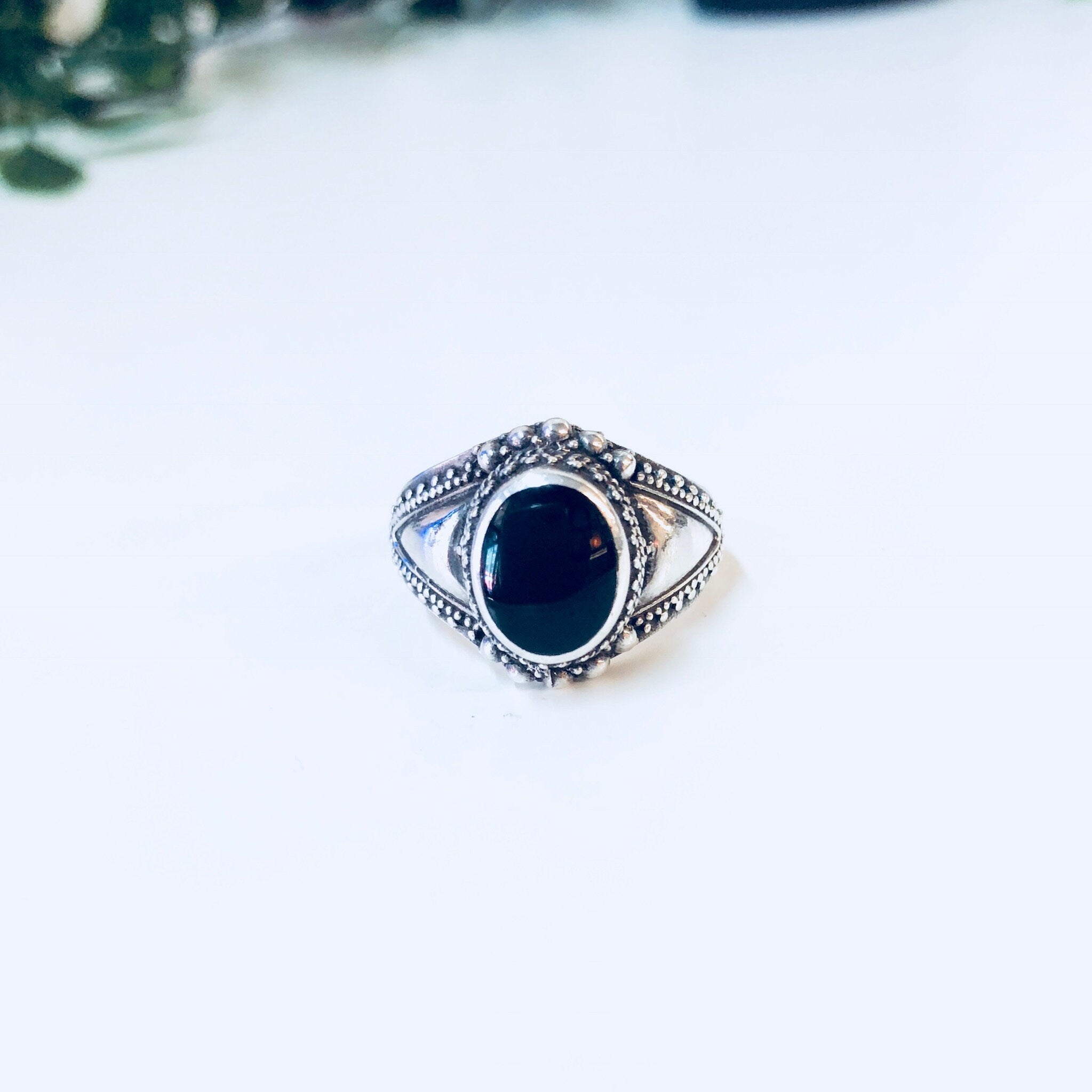 Vintage Silver Ring, Sterling Silver, Vintage Jewelry, Black Onyx, Ornate Ring, Anniversary Gift, Statement Jewelry, Engagement Ring, 925