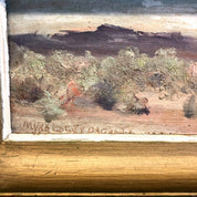 Framed Art, Vintage Art, Oil Painting, Vintage Painting, Scenic Painting, Gold, Green, Desert Painting, Landscape Art, Small Painting,