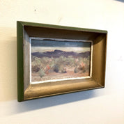 Framed Art, Vintage Art, Oil Painting, Vintage Painting, Scenic Painting, Gold, Green, Desert Painting, Landscape Art, Small Painting,