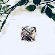 Vintage Silver Brooch, Sterling Silver, Vintage Jewelry, Necklace, Pendant, Pin, Gold Accent, 925, Brooch, Square, Ribbon, Anniversary Gift
