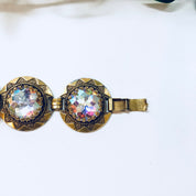 Vintage Bracelet, Vendome Bracelet, Gold Toned Jewelry, Designer Jewelry, Costume Jewelry, Link Bracelet, Circle Bracelet, Blue, Pink, Green