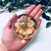 Vintage Paperweight, W Rolfe Paperweight, Lucite, Dried Flower, Pressed Flower, Flower Paperweight, Office Decor, Vintage Home Decor, Flower
