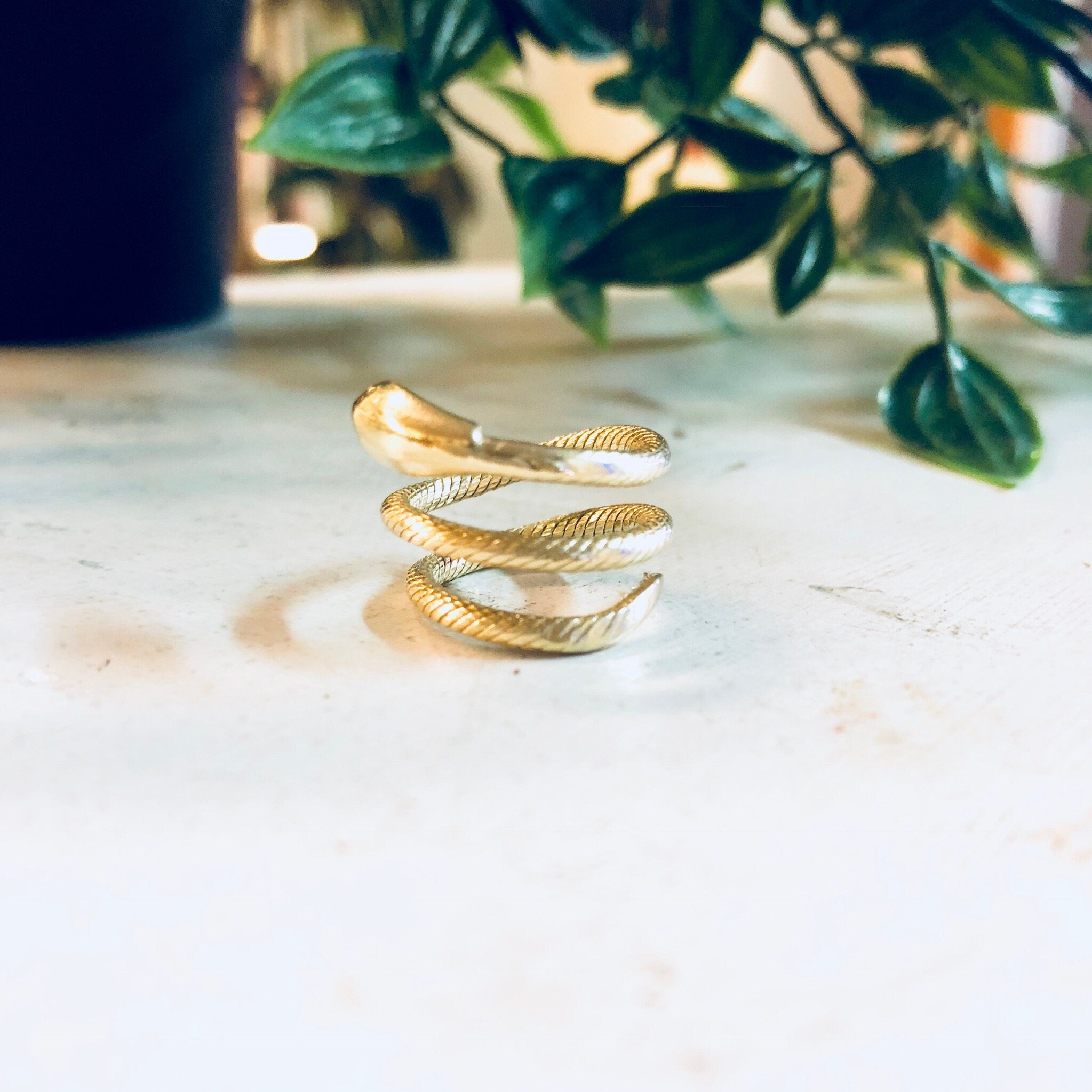 Vintage Gold Ring, Snake Ring, Gold Snake, 14 Karat Gold, 14K Gold, Yellow Gold, Spiral Snake Ring, Boho Snake Ring, Bohemian Style, Midi