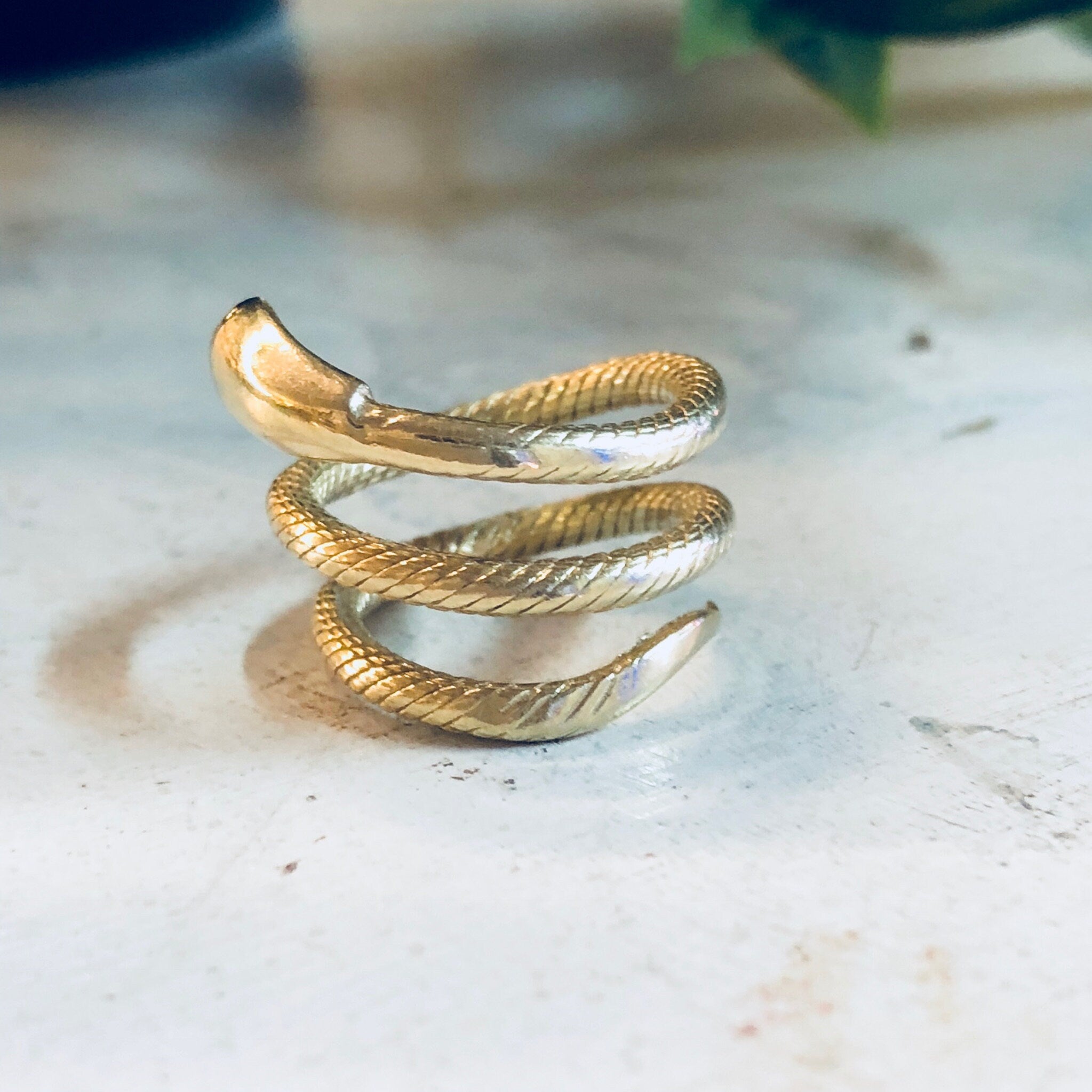 Vintage Gold Ring, Snake Ring, Gold Snake, 14 Karat Gold, 14K Gold, Yellow Gold, Spiral Snake Ring, Boho Snake Ring, Bohemian Style, Midi