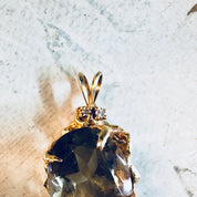 Vintage Gold Pendant, Smoky Quartz, 14 Karat Gold, 14K Gold, Yellow Gold, Quartz Jewelry, Vintage Jewelry, Vintage Necklace, Diamond, Gold