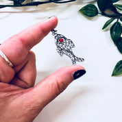 Vintage Silver Pendant, Filagree Pendant, Fish Jewelry, Sterling Silver, Vintage Jewelry, Red Stone, Red Eye, Aquatic Jewelry, Necklace
