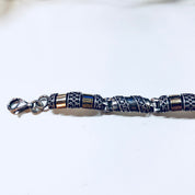 Vintage Silver Bracelet, Link Bracelet, Sterling Silver, Vintage Jewelry, Gold Jewelry, 925, Anniversary Gift, Silver and Gold, Inlay
