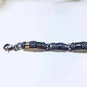 Vintage Silver Bracelet, Link Bracelet, Sterling Silver, Vintage Jewelry, Gold Jewelry, 925, Anniversary Gift, Silver and Gold, Inlay