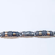 Vintage Silver Bracelet, Link Bracelet, Sterling Silver, Vintage Jewelry, Gold Jewelry, 925, Anniversary Gift, Silver and Gold, Inlay