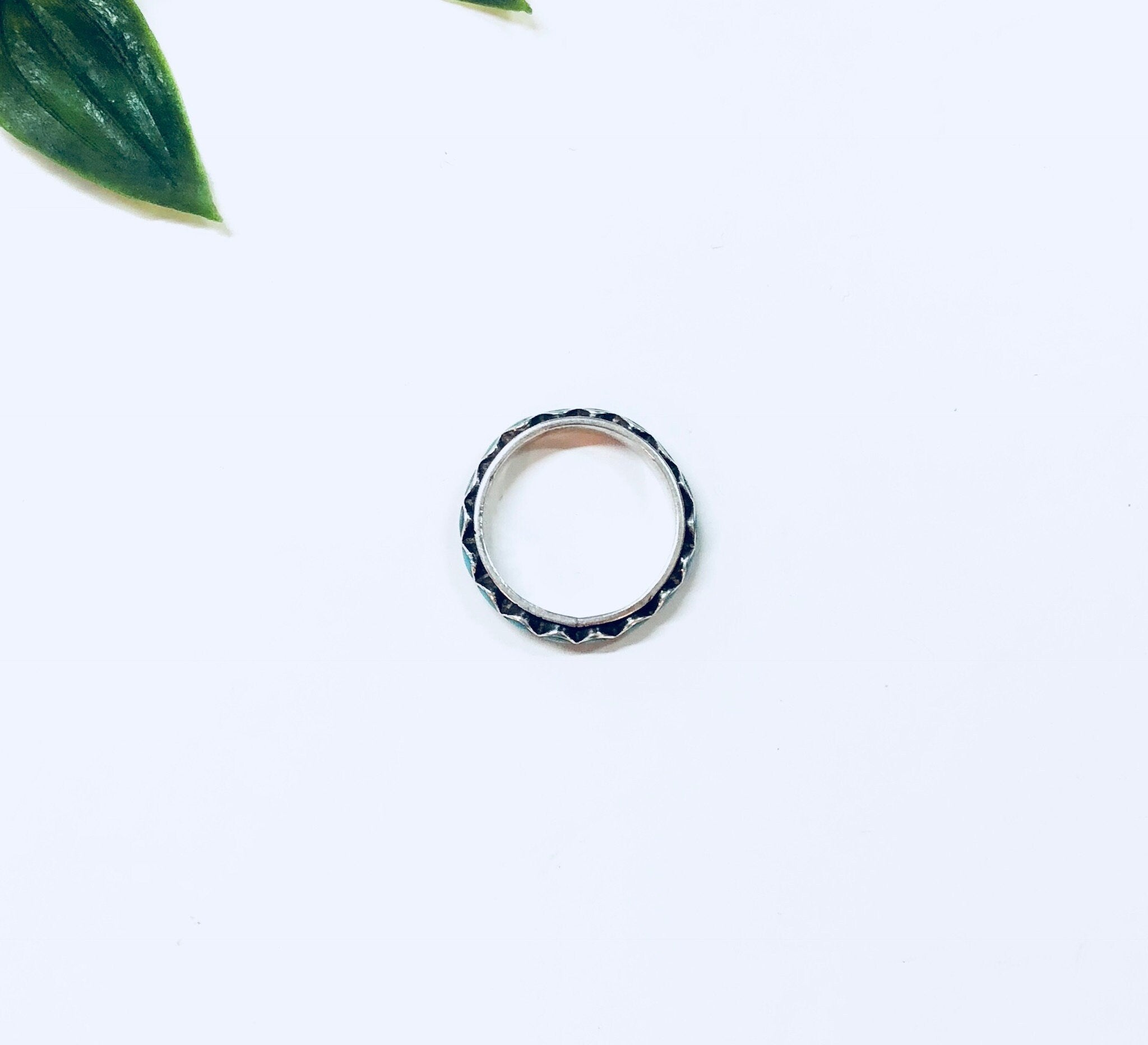 Vintage Silver Ring, Sterling Silver, Turquoise Ring, Beaded Ring, Blue, Band, Stacking Ring, Thin Band, Engagement Ring, Anniversary Gift