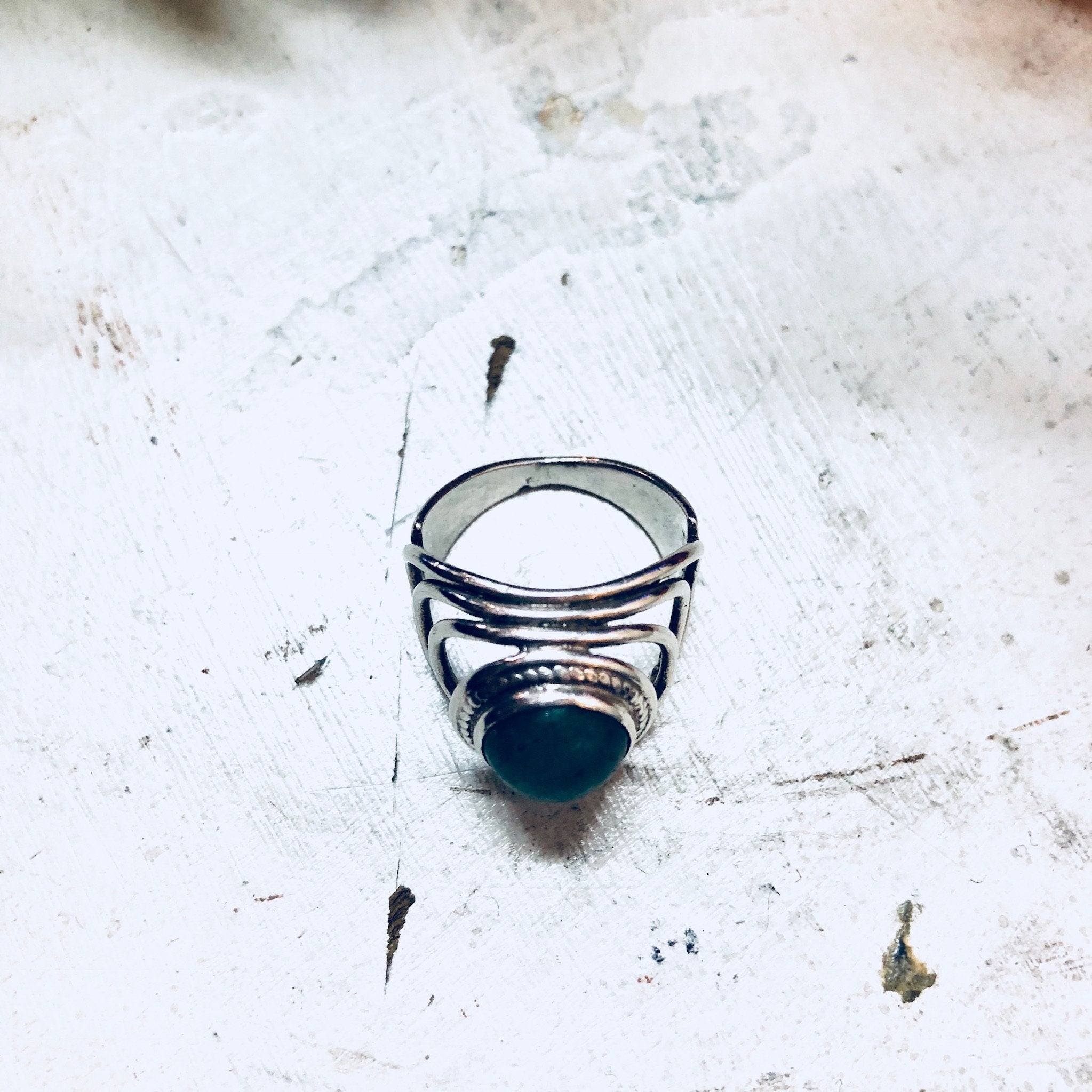 Vintage Silver Ring, Aventurine Ring, Green Aventurine, Sterling Silver, Vintage Jewelry, Green Ring, Engagement Ring, Promise Ring, Green