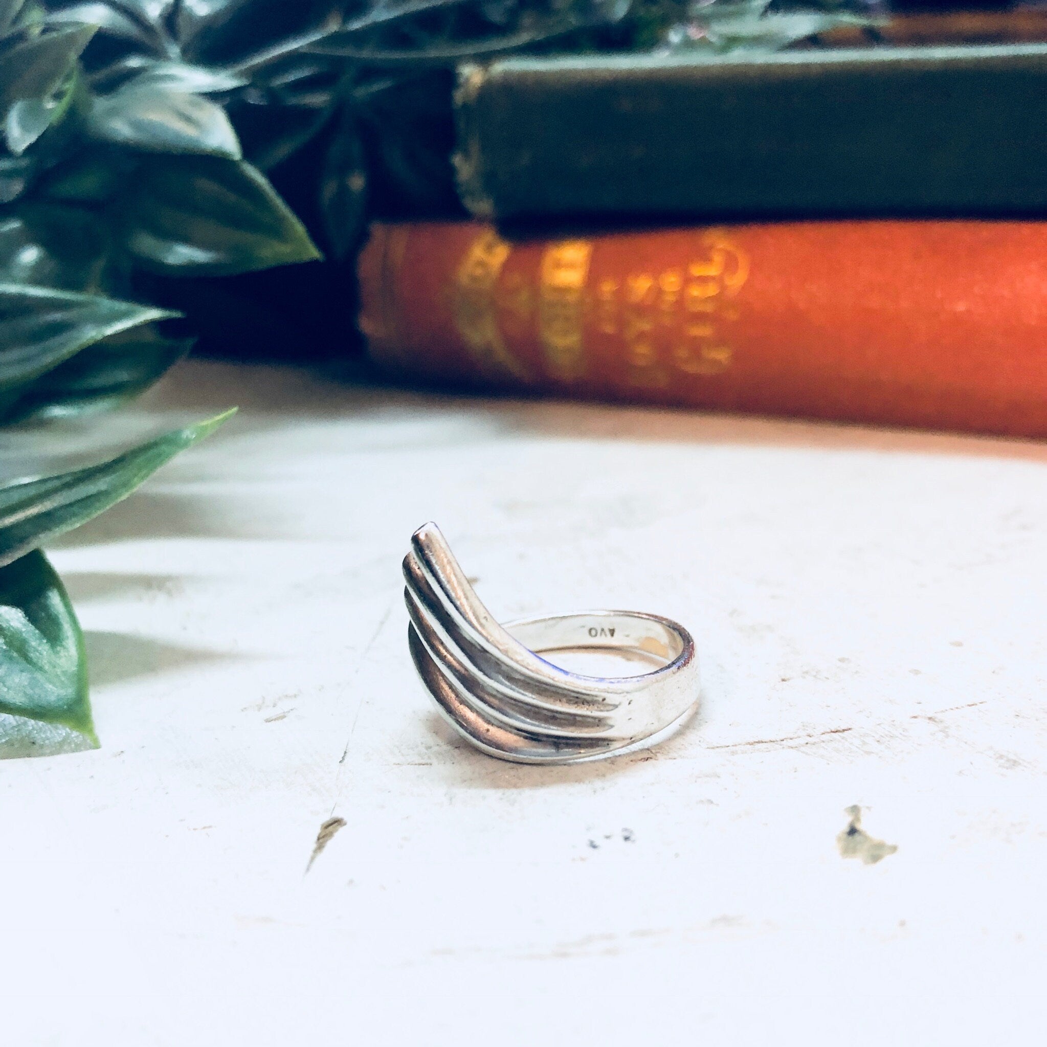 Vintage Silver Ring, Minimal Ring, Sterling Silver, Vintage Jewelry, Triangle, Wave Ring, Modernist, Statement Jewelry, Boho, Bohemian,