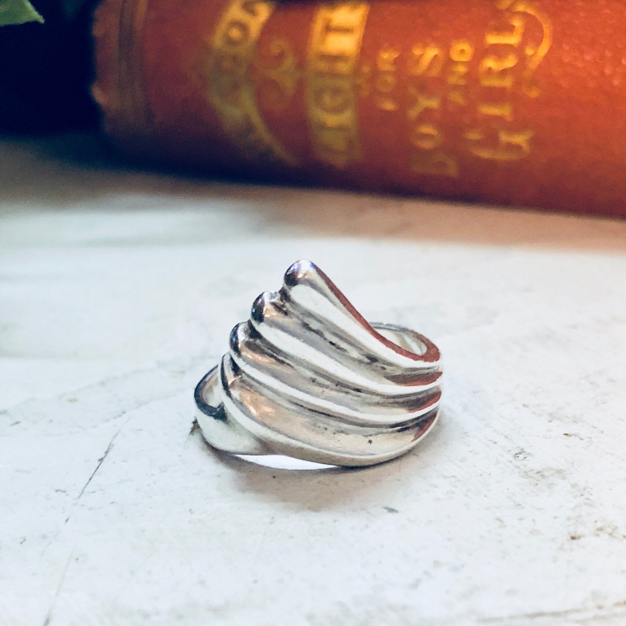 Vintage Silver Ring, Minimal Ring, Sterling Silver, Vintage Jewelry, Triangle, Wave Ring, Modernist, Statement Jewelry, Boho, Bohemian,